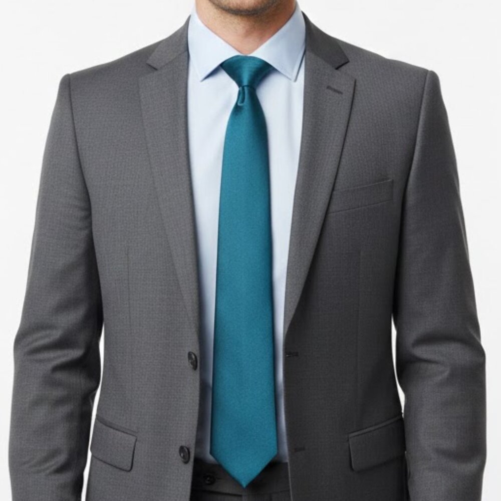 Marc Anthony Teal Blue 100% Silk Necktie Classic Professional